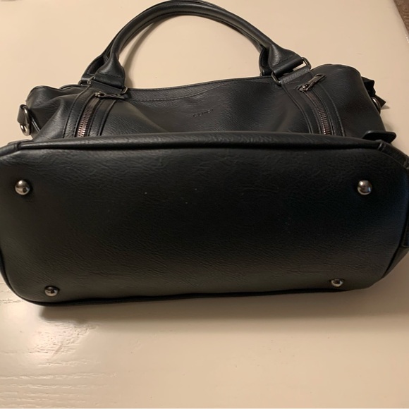 Black Vegan Leather Tote with Gunmetal Hardware. EUC - Picture 8 of 15